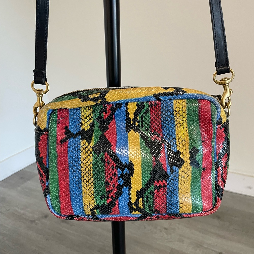 Clare V. Multicolor Striped Snakeskin -Texture Crossbody Bag